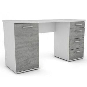 Písací stôl Walter, biely/šedý betón% vyobraziť