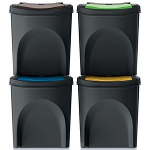 NABBI IKWB25S4 odpadkový kôš na triedený odpad (4 ks) 25 l čierna / kombinácia farieb vyobraziť