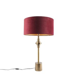 Stolná lampa Art Deco bronzový zamatový odtieň červená 50 cm - Diverso vyobraziť