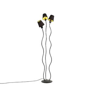 Dizajnová stojaca lampa čierne 3-svetlá s objímkami - Wimme vyobraziť