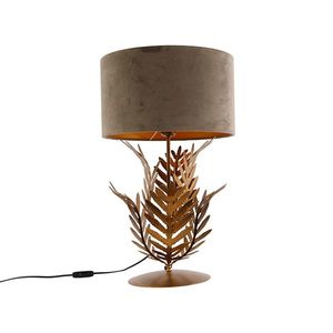 Vintage stolná lampa zlatá so zamatovým odtieňom tupá 35 cm - Botanica vyobraziť