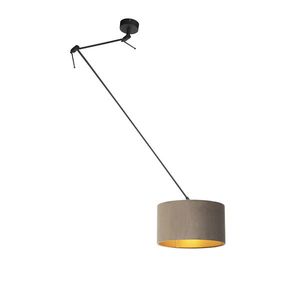 Závesná lampa s velúrovým tienidlom taupe so zlatom 35 cm - Blitz I čierna vyobraziť