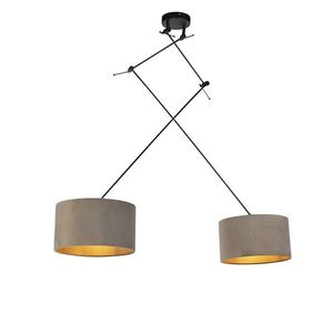 Závesná lampa so zamatovými odtieňmi taupe so zlatom 35 cm - Blitz II čierna vyobraziť