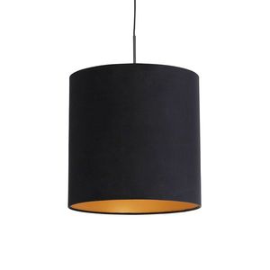 Závesná lampa s velúrovým tienidlom čierna so zlatou 40 cm - Combi vyobraziť
