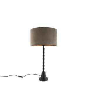 Stolná lampa v štýle art deco čierna, 35 cm zamatový odtieň taupe - Pisos vyobraziť