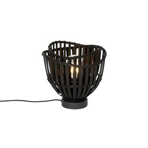 Orientálna stolná lampa čierny bambus - Pua vyobraziť