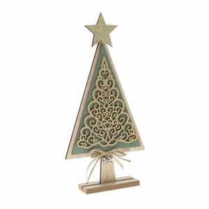 Drevený vianočný stromček Ornamente zelená, 11 x 23 x 4 cm vyobraziť
