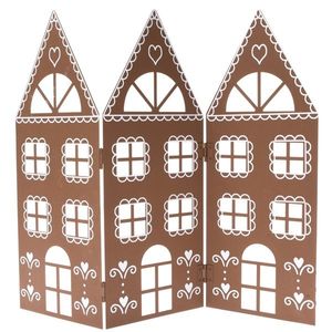 Vianočná kovová dekorácia Three houses hnedá, 68 x 39 x 2, 5 cm vyobraziť