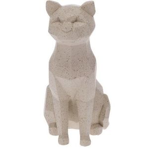 Dekorácia geometric Sediaca mačka, 20 cm, krémová vyobraziť