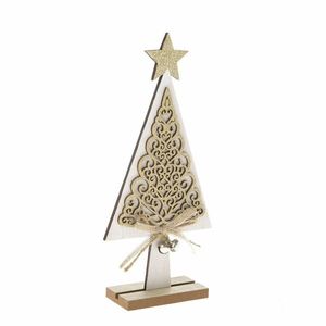 Drevený vianočný stromček Ornamente biela, 11 x 23 x 4 cm vyobraziť