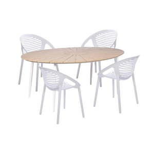 Súprava 4 bielych jedálenských stoličiek Jaanna a prírodného stola Marienlist - Bonami Essentials vyobraziť