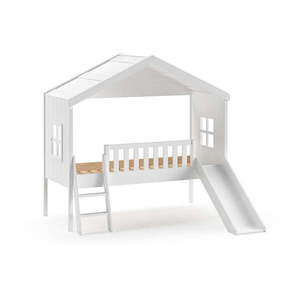Biela domčeková vyvýšená detská posteľ z borovicového dreva 90x200 cm – Vipack vyobraziť