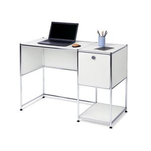 Kovový písací stôl »CN3« s výklopnými dvierkami, biely vyobraziť