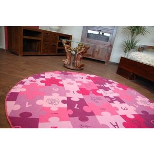 Detský guľatý koberec PUZZLE fialový vyobraziť