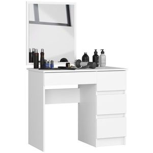 Kozmetický stolík so zrkadlom T-6 90x50 cm biely pravý vyobraziť