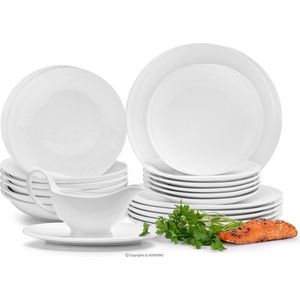 Porcelánová jídelní souprava pro 6 osob s omáčníkem RESEDA bílá vyobraziť