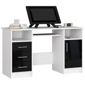 Volně stojící psací stůl Ana 124 cm bílý/černý - lesk vyobraziť