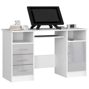 Volně stojící psací stůl Ana 124 cm bílý/šedý - lesk vyobraziť