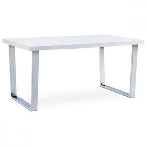 AUTRONIC AT-2088 WT jedálenský stôl 150x90 cm, MDF doska, biely vysoký lesk, chromovaná podnož vyobraziť