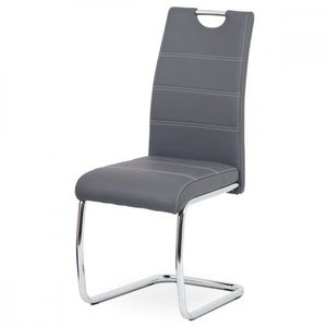 AUTRONIC HC-481 GREY jedálenská stoličky ekokoža šedá, biele prešitie/nohy kov, chróm vyobraziť