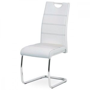 AUTRONIC HC-481 WT jedálenská stoličky ekokoža biela, biele prešitie/nohy kov, chróm vyobraziť