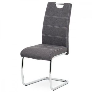 AUTRONIC HC-482 GREY2 Jedálenská stolička, poťah sivá látka, biele prešitie, kovová chrómovaná perová podnož vyobraziť