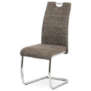 AUTRONIC HC-483 BR3 Jedálenská stolička, poťah hnedá látka COWBOY v dekore vintage kože, kovová chrómovaná perová podnož vyobraziť