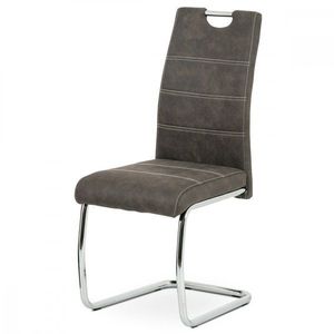 AUTRONIC HC-483 GREY3 Jedálenská stolička, antracitovo sivá látka COWBOY v dekore vintage kože, kovová chrómovaná perová podnož vyobraziť