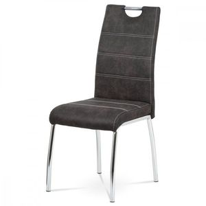 AUTRONIC HC-486 GREY3 Jedálenská stolička, poťah sivá látka COWBOY v dekore vintage kože, biele prešitie, kovová štvornohá chrómovaná podnož vyobraziť