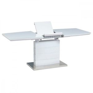 AUTRONIC HT-440 WT rozkladací jedálenský stôl 140+40x80x76cm, biely lesk, biele sklo/brusený nerez vyobraziť