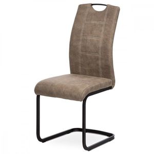 AUTRONIC DCL-413 LAN3 jedálenská stoličkam poťah lanýžová látka v dekore vintage kože, biele prešitie, kovová pohupová podnož, čierny lak vyobraziť