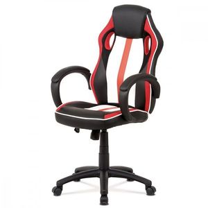 AUTRONIC KA-V505 RED kancelárska stolička, červená-čierna -biela ekokoža+MESH, hojdací mech, kríž plast čierny vyobraziť