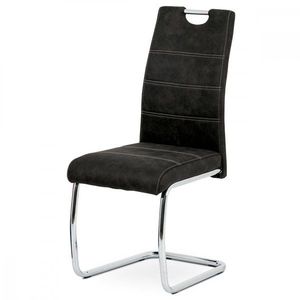 AUTRONIC HC-483 BK3 Jedálenská stolička, poťah čierna látka v dekore vintage kože, kovová chrómovaná perová podnož vyobraziť