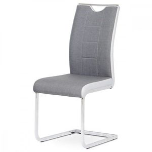 AUTRONIC DCL-410 GREY2 jedálenská stolička, látka sivá s bielymi bokmi, chróm vyobraziť