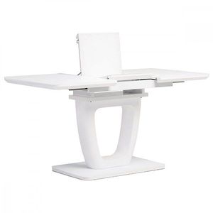 AUTRONIC HT-430 WT Jedálenský stôl 110+-40x75 cm, biela 4 mm sklenená doska, MDF, biely matný lak vyobraziť