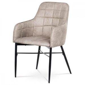 AUTRONIC AC-9990 LAN3 Jedálenská stolička, poťah lanýžová látka v dekor vintage kože, kovová podnož, černý matný lak vyobraziť