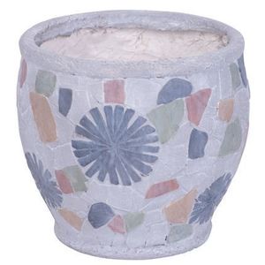 Dekorácia MagicHome, Kvetináč s mozaikou, sivý, keramika, 27, 5x27, 5x25 cm vyobraziť