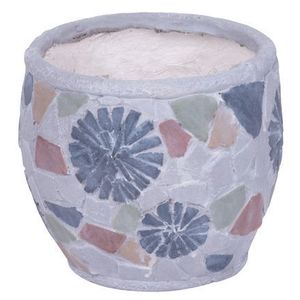 Dekorácia MagicHome, Kvetináč s mozaikou, svetlý, sivý, keramika, 22x22x19 cm vyobraziť