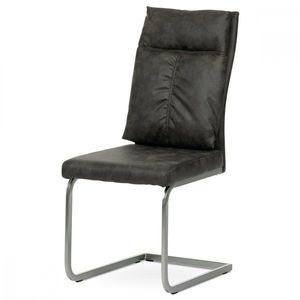 AUTRONIC DCH-459 GREY3 Jedálenská stolička, sivá látka v dekore vintage kože, kovová podnož, brúsený nikel vyobraziť