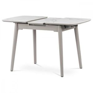 AUTRONIC HT-401M WT Jedálenský stôl 110+30x75 cm, keramická doska biely mramor, masív, sivý vysoký lesk vyobraziť