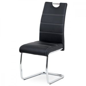 AUTRONIC HC-481 BK jedálenská stoličky ekokoža čierna, biele prešitie/nohy kov, chróm vyobraziť