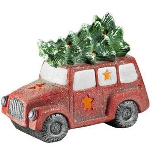 Dekorácia MagicHome Vianoce, Minivan so stromčekom, 1 LED, 3xAAA, keramika, 35x19x29 cm vyobraziť