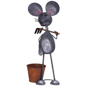 Dekorácia MagicHome Mecco, Myšiak s hrncom, plech, 26x18x53 cm vyobraziť