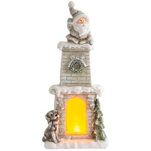 Dekorácia MagicHome Vianoce, Santa v komíne, krb, 9 LED, 3xAAA, keramika, 28x18, 50x60 cm vyobraziť