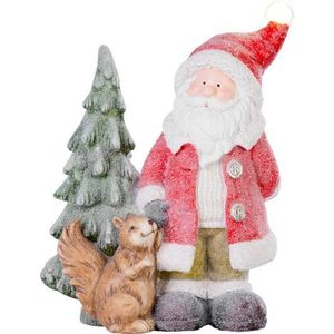Dekorácia MagicHome Vianoce, Santa s veveričkou a stromčekom, 1 LED, 2xAAA, keramika, 35, 50x20x46 cm vyobraziť