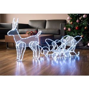 Dekorácia MagicHome Vianoce, Sob so saňami, 312x LED studená biela, 230V, 50 Hz, exteriér, 59x132x30 cm vyobraziť