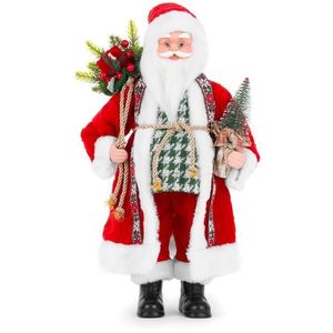 Dekorácia MagicHome Vianoce, Santa s taškou s darčekmi a stromčekom, keramika, 46 cm vyobraziť