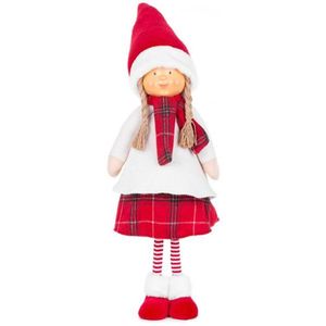 Postavička MagicHome Vianoce, Dievčatko s červenou šatkou, látkové, červeno-biele, 31x18x90 cm vyobraziť