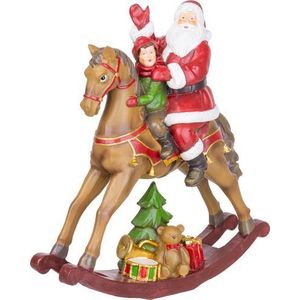 Dekorácia MagicHome Vianoce, Santa s chlapčekom na koni, polyresin, 28x10x30 cm vyobraziť