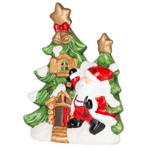 Dekorácia MagicHome Vianoce, Stromček so santom, LED, terakota, 2xAAA, 27, 3x11x34 cm vyobraziť